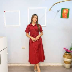 VESTIDO VILMA - CUELLO CRUZADO CON MANGA CORTA COLOR VINO